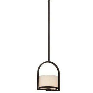 1 Light Mini Pendant w/ Satin White Glass Venetian Bronze Finish - Celine